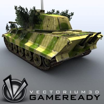 3D Model of Game Ready Low Poly King Tiger model - 3D Render 1